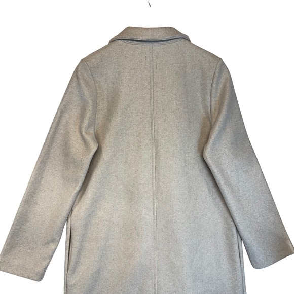 ZARA‎ Long Cream Beige Lapel Collar Coat Classic Staple Neutral Soft Medium - Picture 8 of 12
